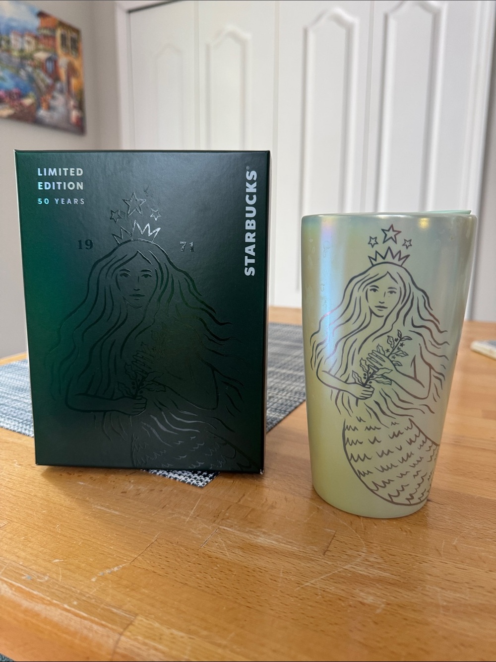 Starbucks Iridescent Pale Green 12oz Ceramic Collector Tumbler